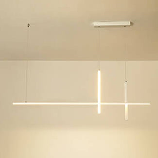 Stylish Black Modern Minimalist Long Line LED Chandelier for Dining Room