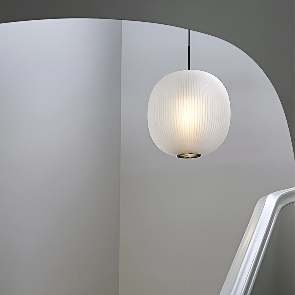 Modern Glass LED Round Lantern Pendant Light for Dining or Living Room