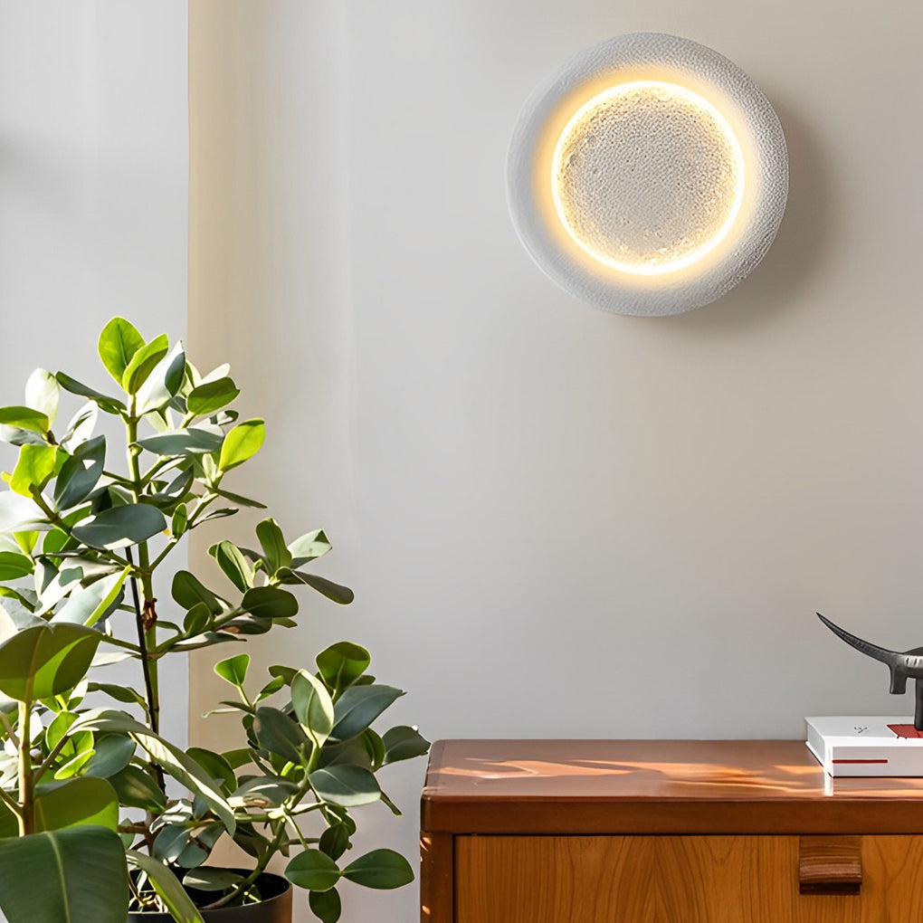 Nordic Round Moon LED Resin Wall Sconce Light for Bedroom Decor