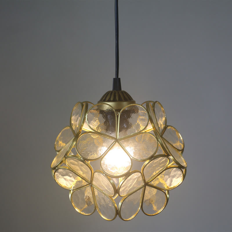 Antique Rose Stained Glass 1-Light Pendant Fixture for Dining Room