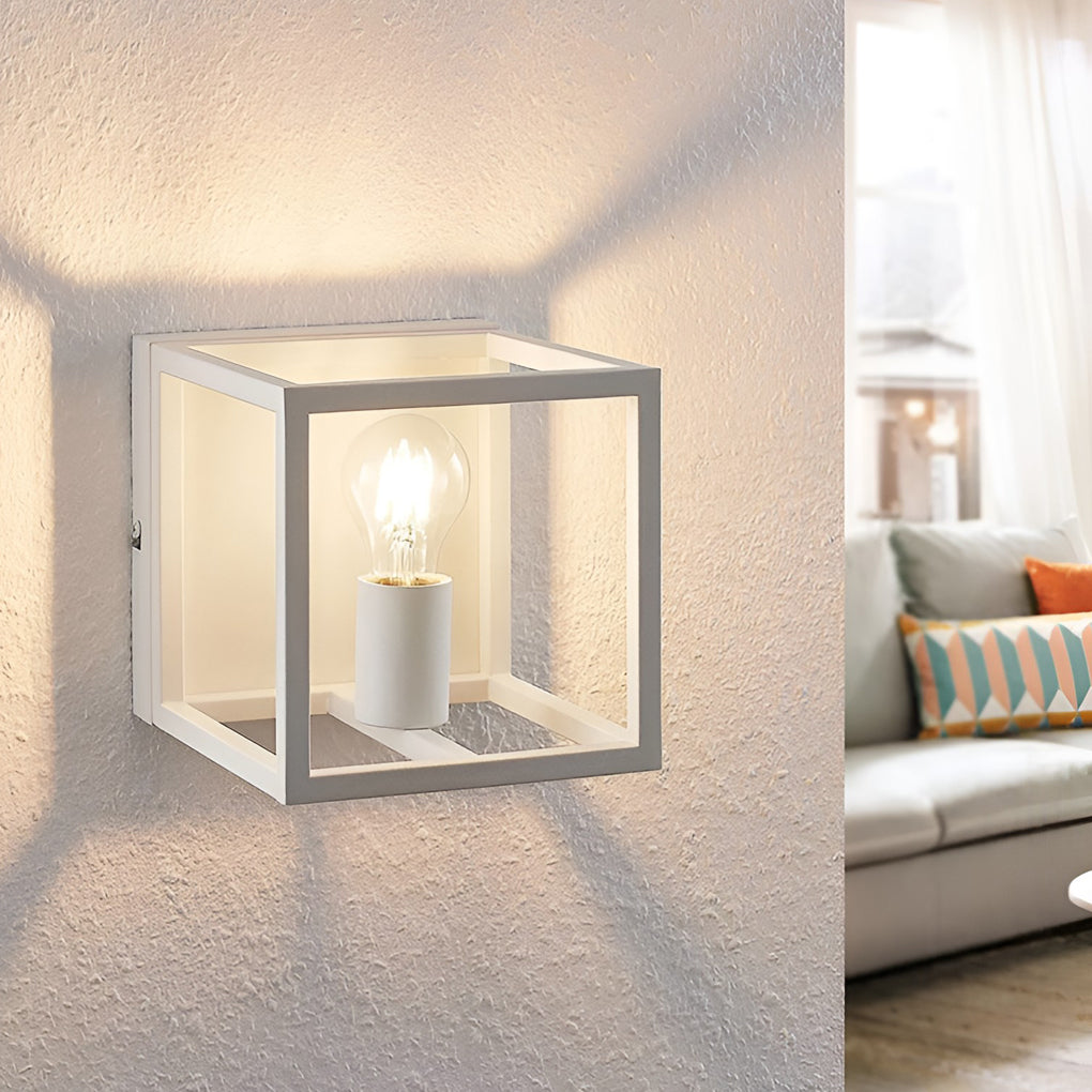 Modern Square Frame Black Wall Sconce - Stylish Lighting for Hallway