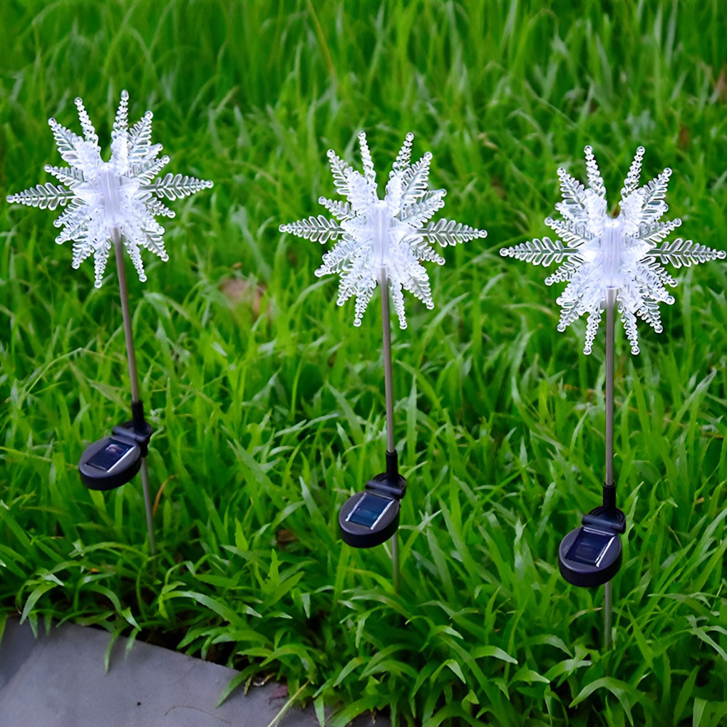 Elegant Acrylic Solar Snowflake Lawn Lights Set - 2PCS Outdoor Holiday Decor