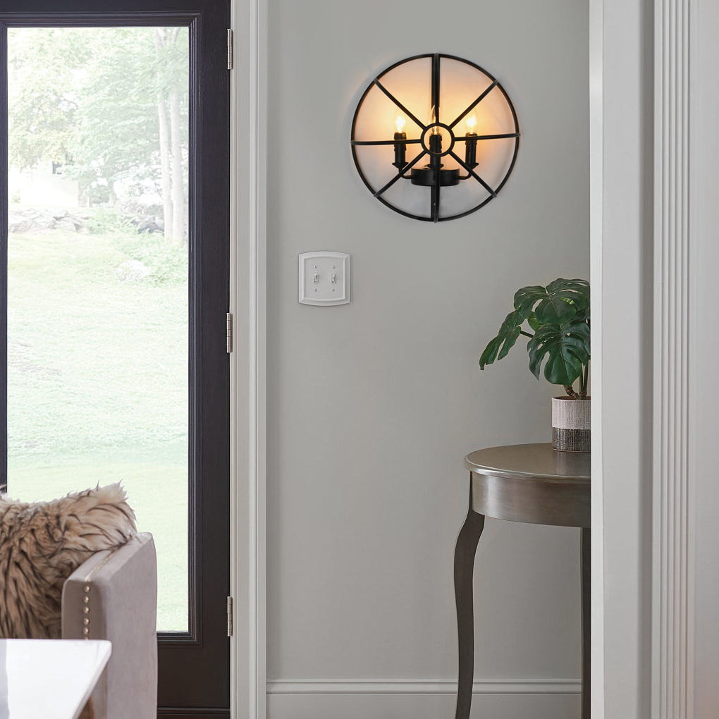 Black Hemispherical Iron Wall Light Fixture for Retro Nostalgic Decor