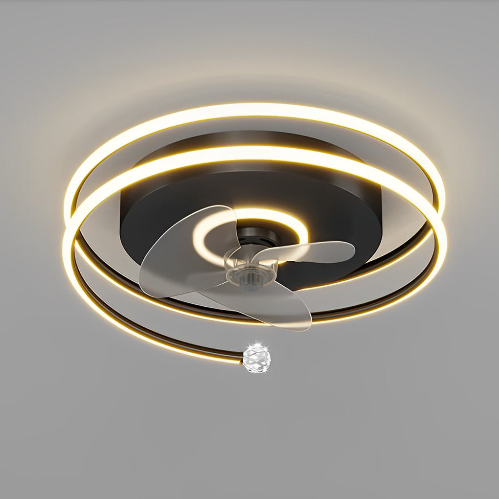 Modern White Bladeless LED Ceiling Fan Light for Living Room, Bedroom