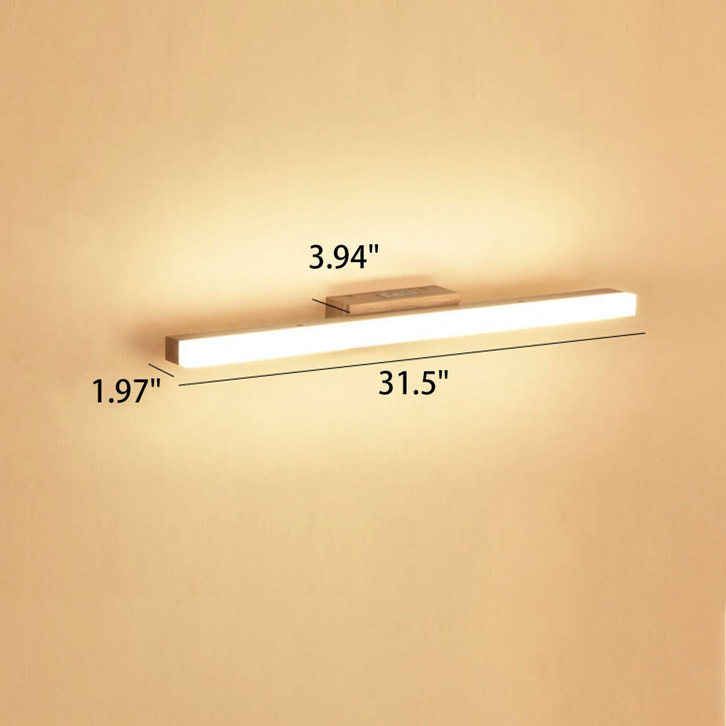 Scandinavian Natural Wood LED Wall Sconce Lamp for Modern Bathrooms