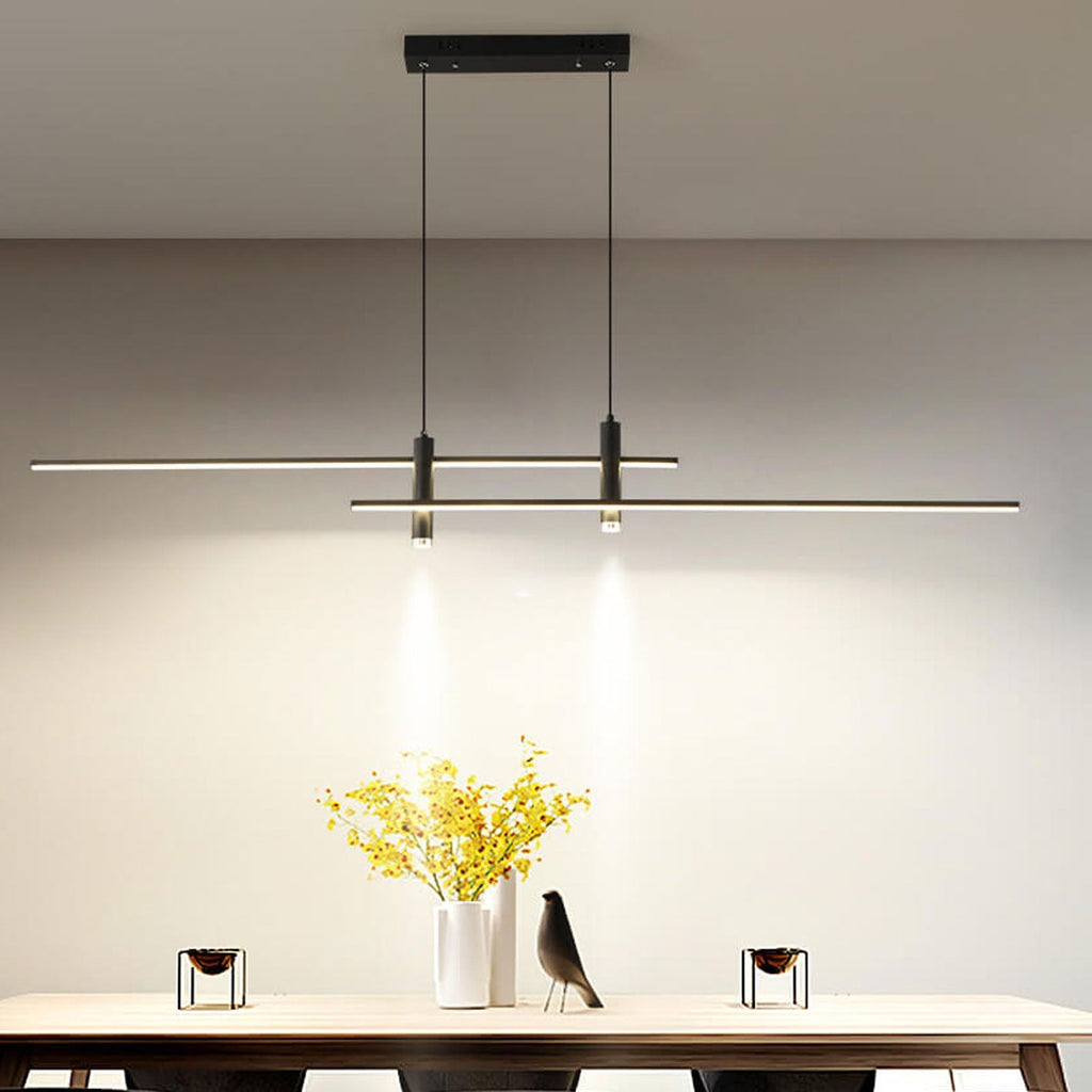 Sleek Black Long Line LED Chandelier for Contemporary Dining Rooms