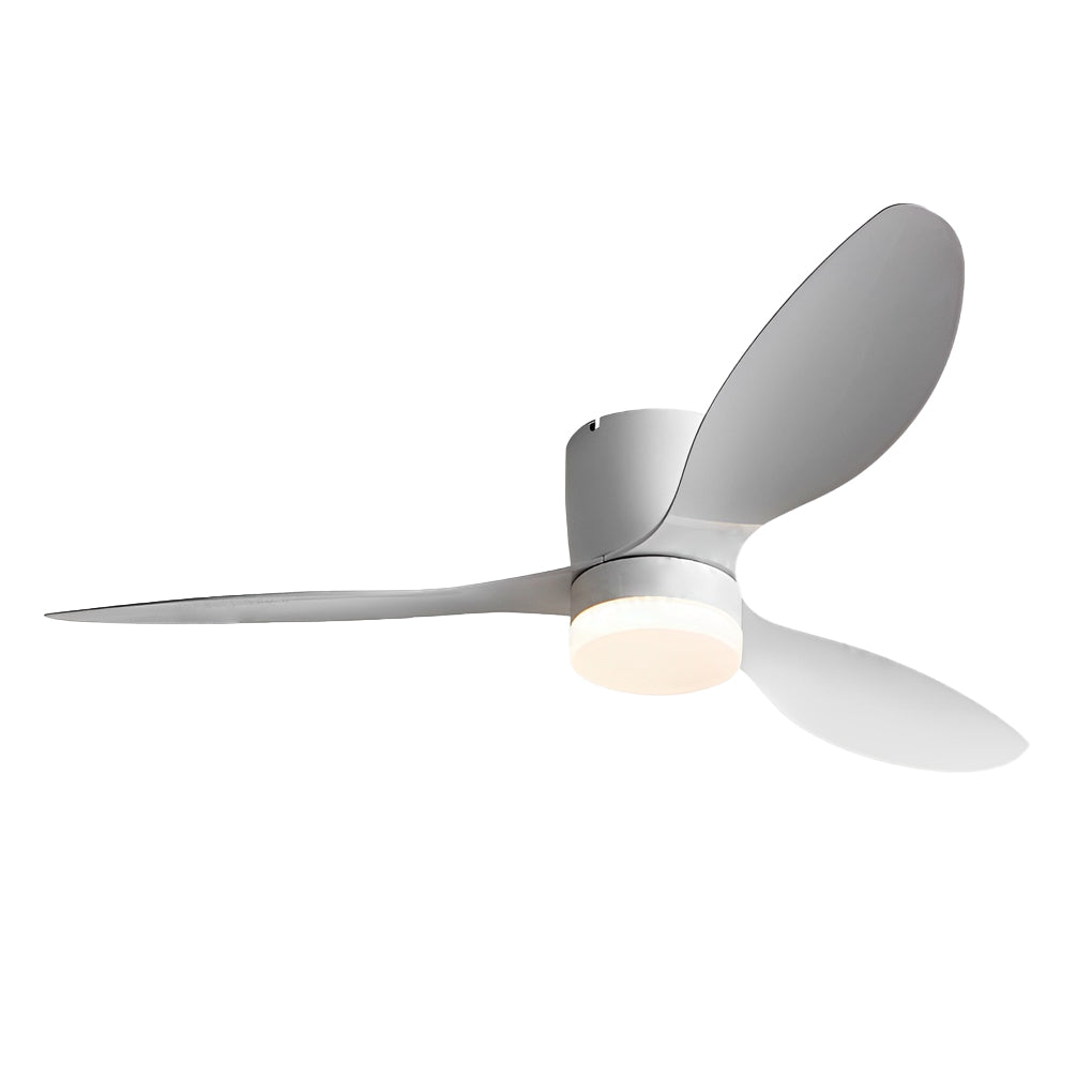 Dimmable 52-Inch Modern White LED Ceiling Fan with Remote for Living Room