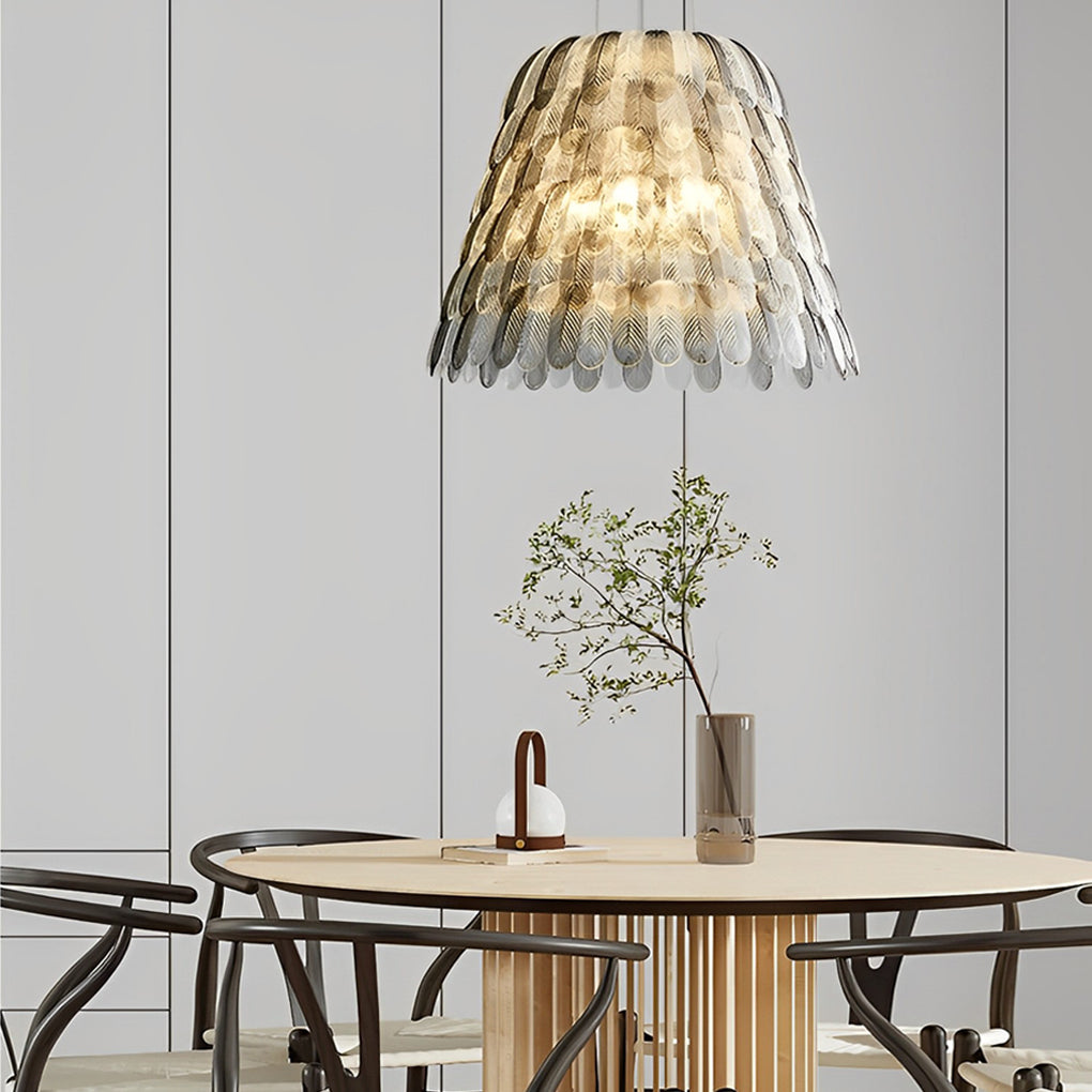 Modern White Acrylic Feather Chandelier Light for Dining & Living Rooms