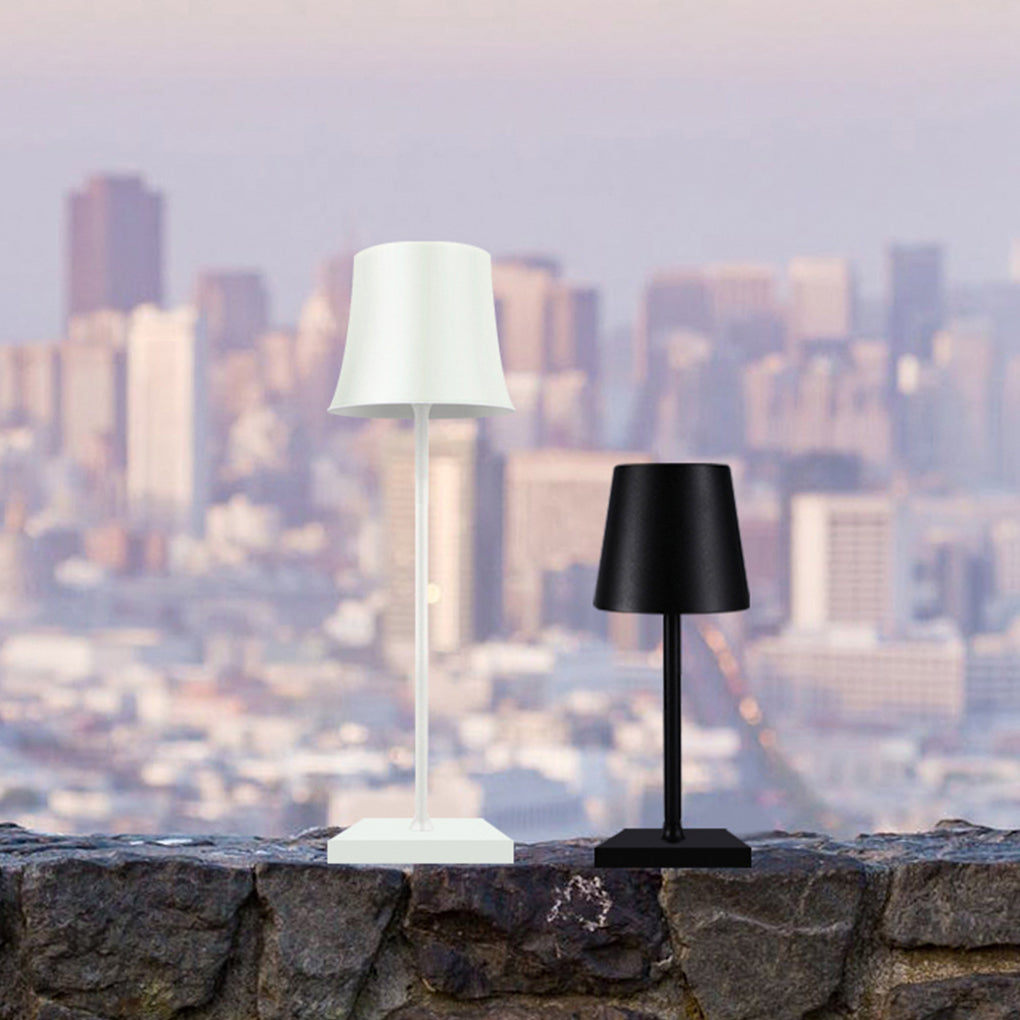 15-Inch Cordless Modern Black and White Metal Table Lamp for Home Decor