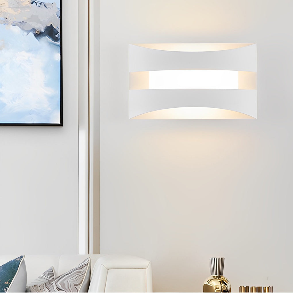 Minimalist Nordic Rectangular LED Wall Sconce in Sleek White for Bedroom