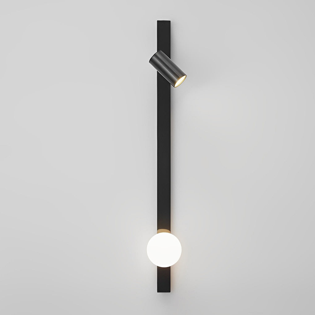Modern Black and Gold LED Linear Wall Lamp with Dimmable Spotlight for Living Room