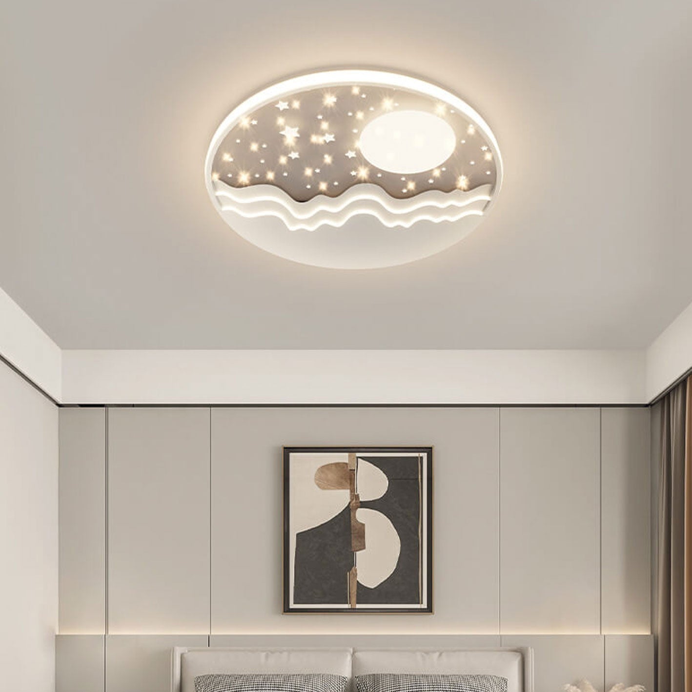Nordic Style Round Aluminum LED Flush Mount Ceiling Light for Bedroom