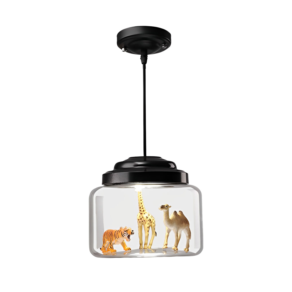 Modern Black Glass Jar LED Pendant Light for Home Decor and Offices