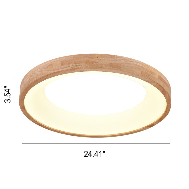 Scandinavian Style Natural Wood LED Flush Mount Ceiling Light for Hallway