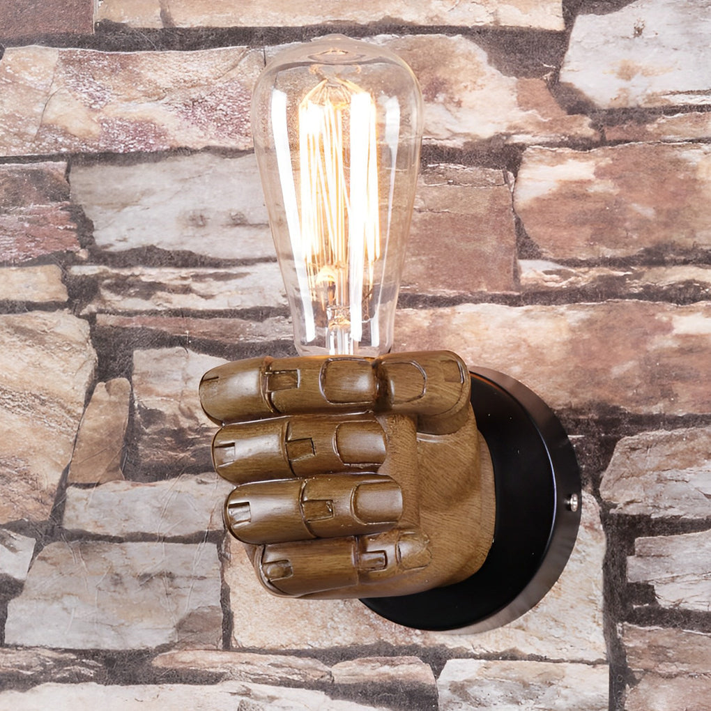 Retro Industrial Resin Hand Fist Wall Sconce Light Fixture for Home Decor