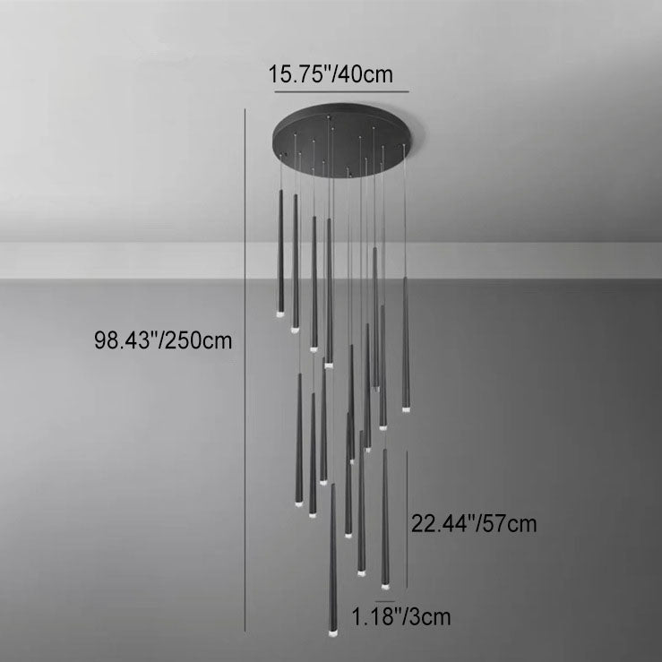 Sleek Black Tapered Tube Acrylic LED Chandelier for Kitchen Island Lighting