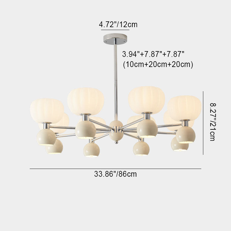 Rustic French Iron Frame Pumpkin Acrylic Chandelier for Living Room