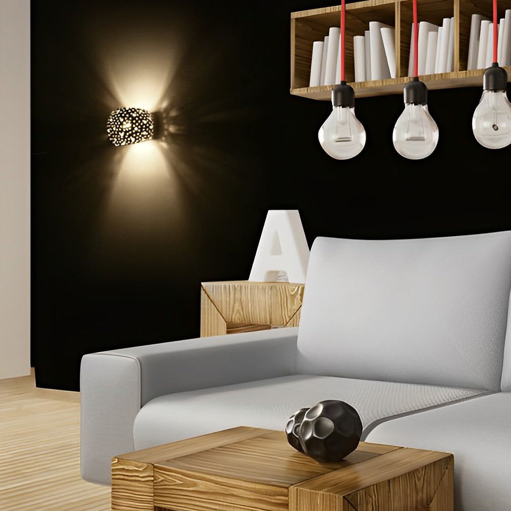 Nordic White Round Hollow LED Wall Lamp for Modern Home Decor