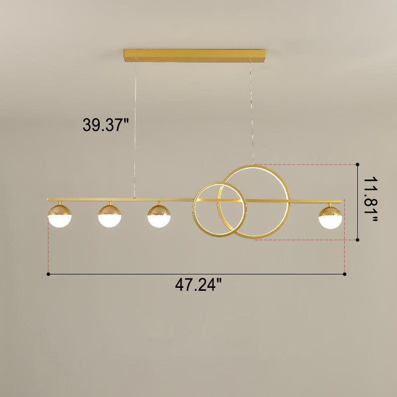 Sleek Silver LED Round Globe Chandelier Pendant Light for Kitchen Island