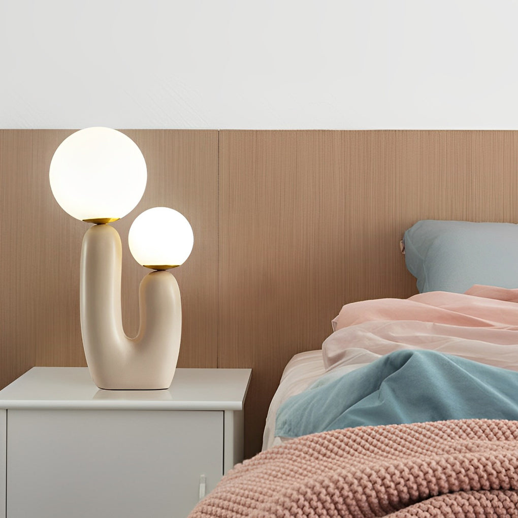 Beige Cactus LED Table Lamp – Modern Accent Lighting for Living Room