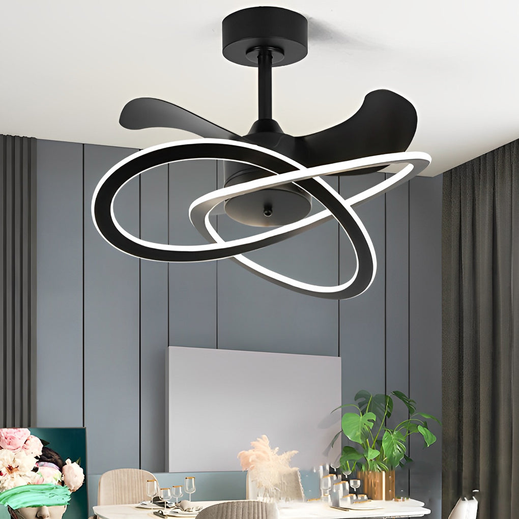 Nordic Bladeless Ceiling Fan with Flower LED Light for Modern Rooms