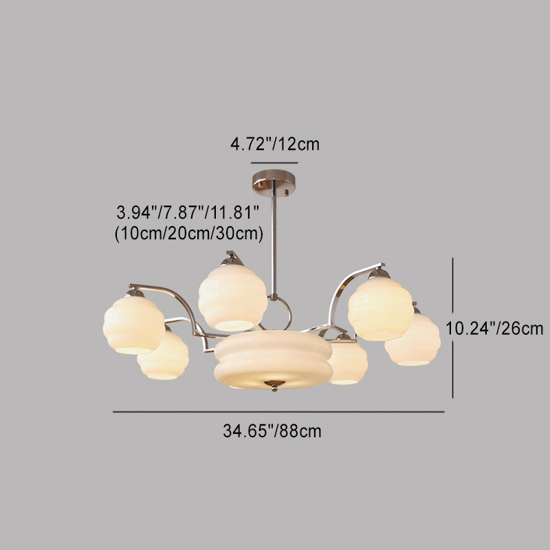 Mid-Century Modern Iron and Glass Orb Chandelier for Living Room 4/6/8 Light