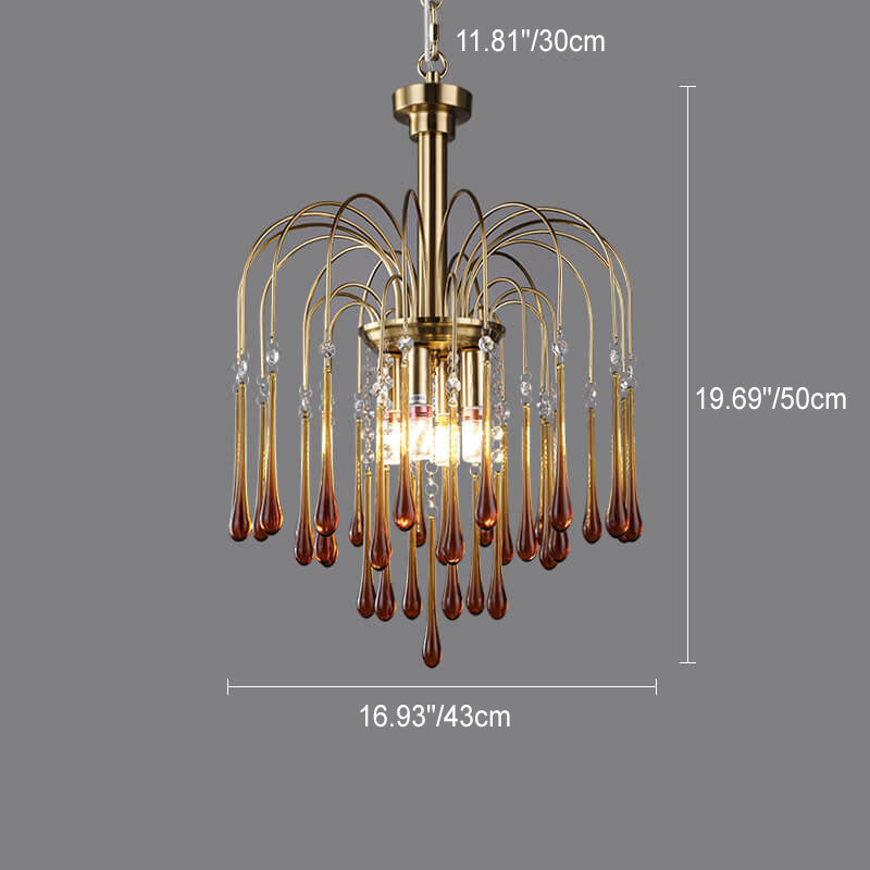 Traditional Copper Teardrop Chandelier - 4/6/10 Light for Living Room