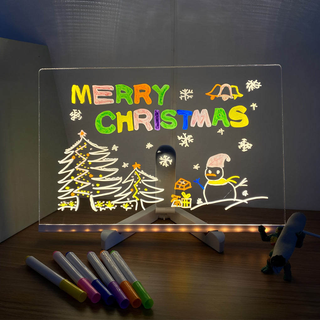 Colorful LED Acrylic Writable Message Board Table Lamp for Bedroom Decor