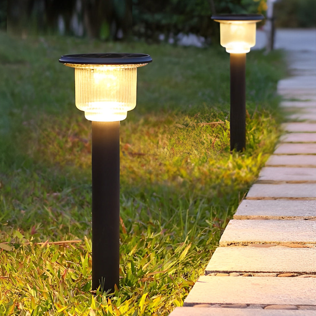 Sleek Matte Black Solar LED Outdoor Pathway Lights with Adjustable Brightness