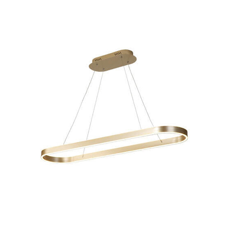 Sleek Oval Aluminum LED Chandelier - Modern Minimalist Fixture for Living Room