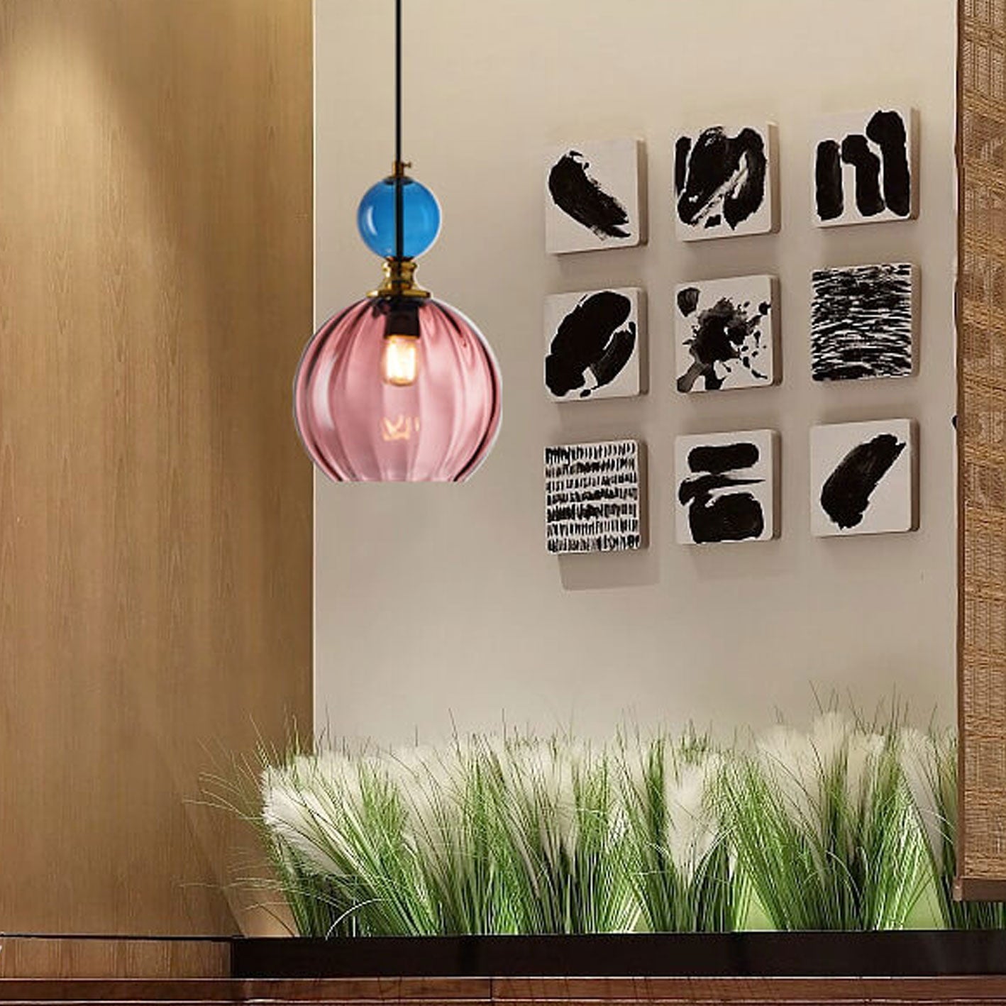 Creative Danish Striped Glass Round Chandelier for Modern Living Spaces