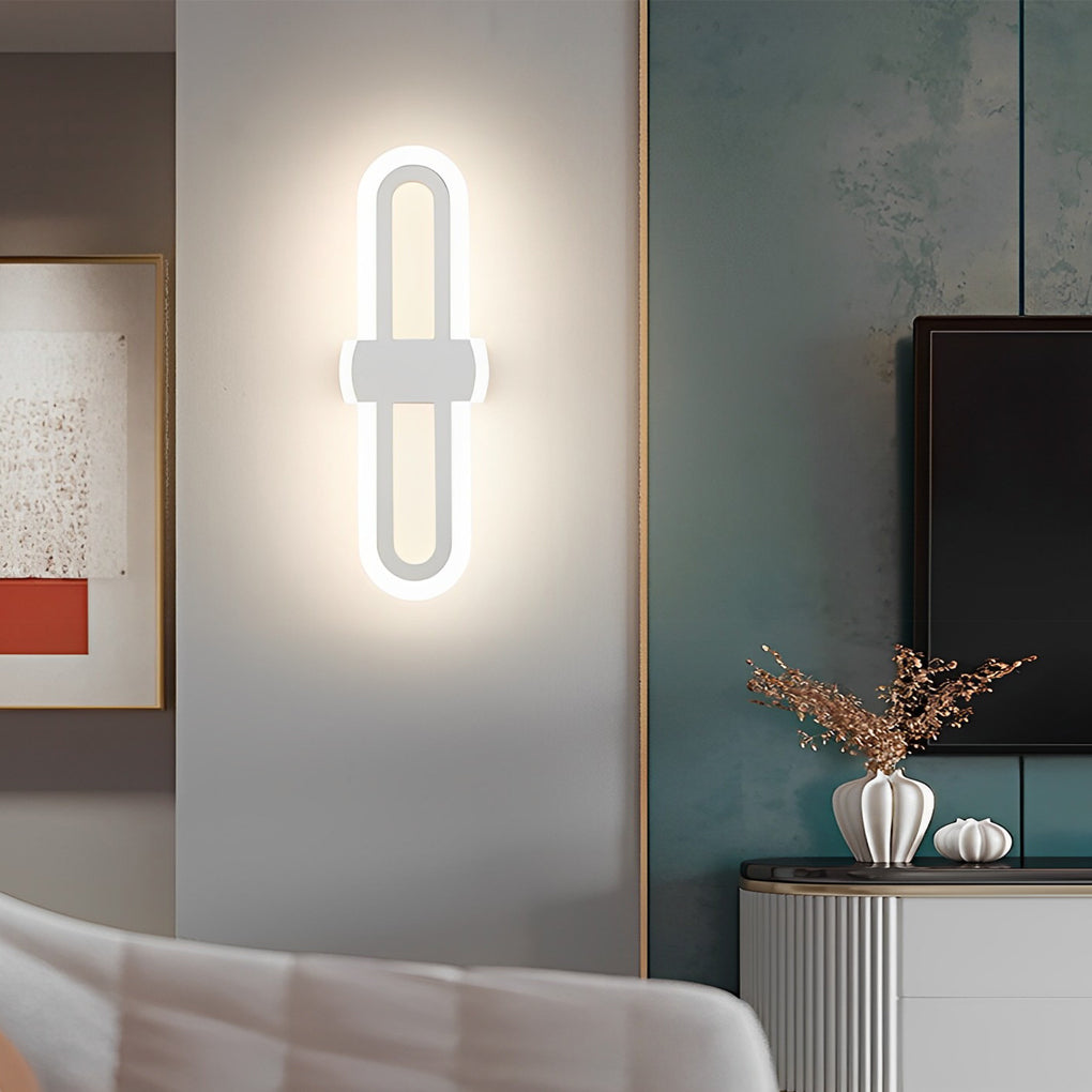 Modern White LED Rounded Rectangular Wall Sconce for Living Room