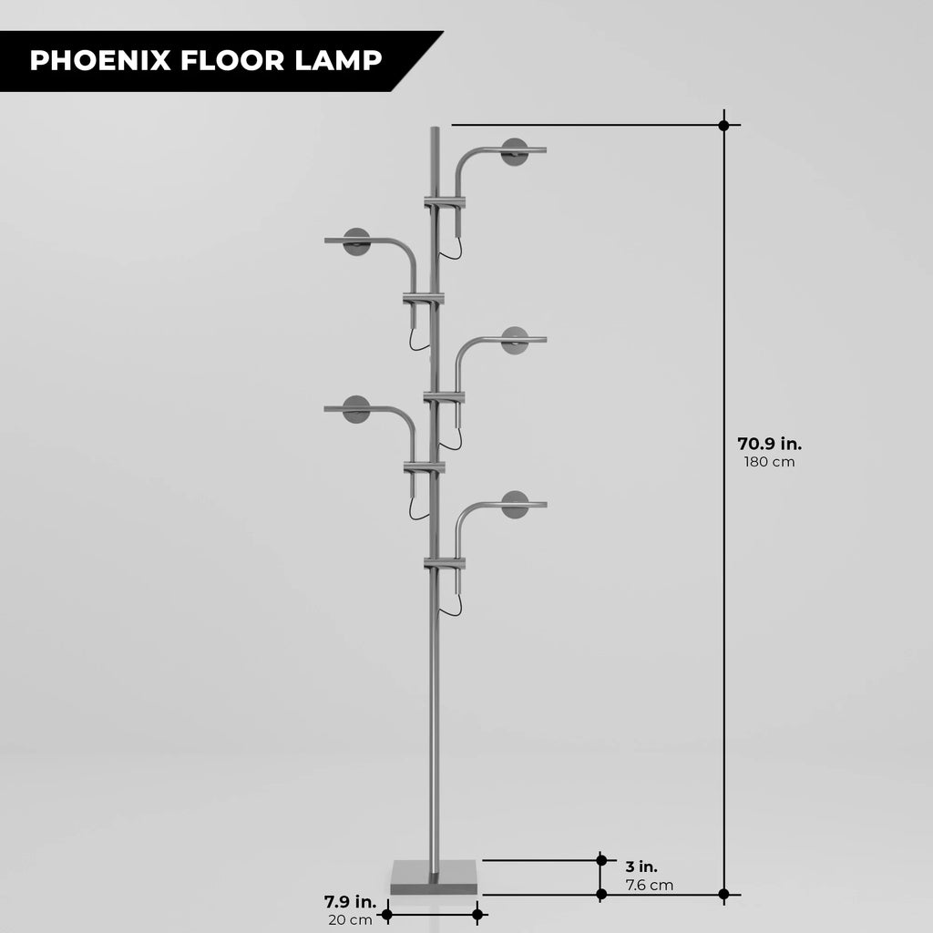 Modern Black Phoenix Floor Lamp with Metal Base for Living Room Decor