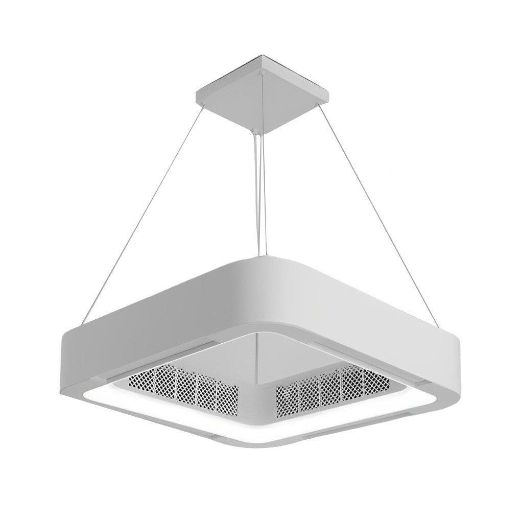 Sleek White Bladeless Ceiling Fan with LED Light for Modern Living Rooms