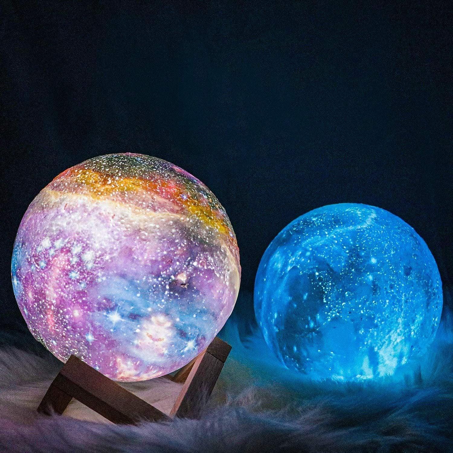 Realistic 3D Printed Moon Lamp, Night Light for Bedroom Decor, Blue