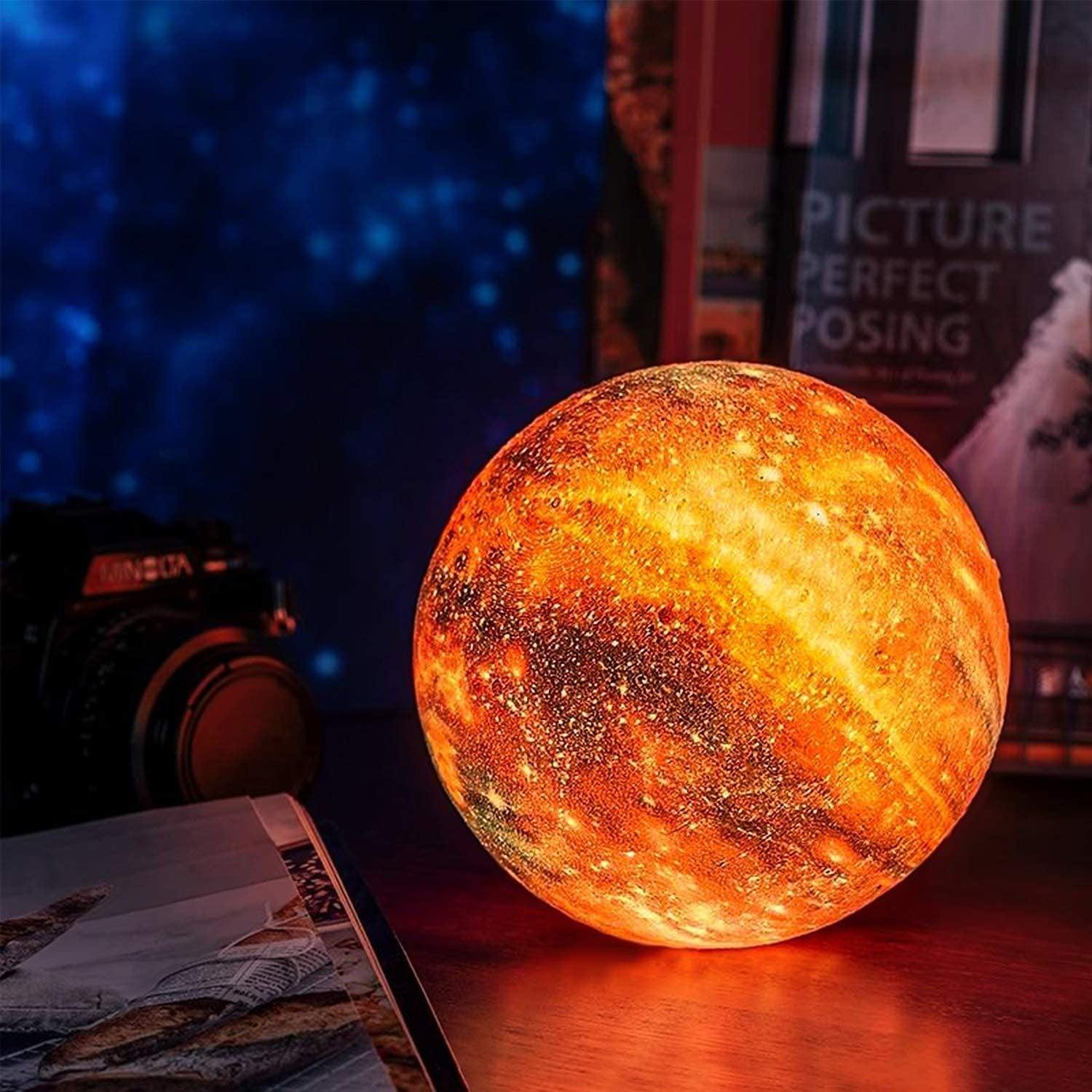 Realistic 3D Printed Moon Lamp, Night Light for Bedroom Decor, Blue