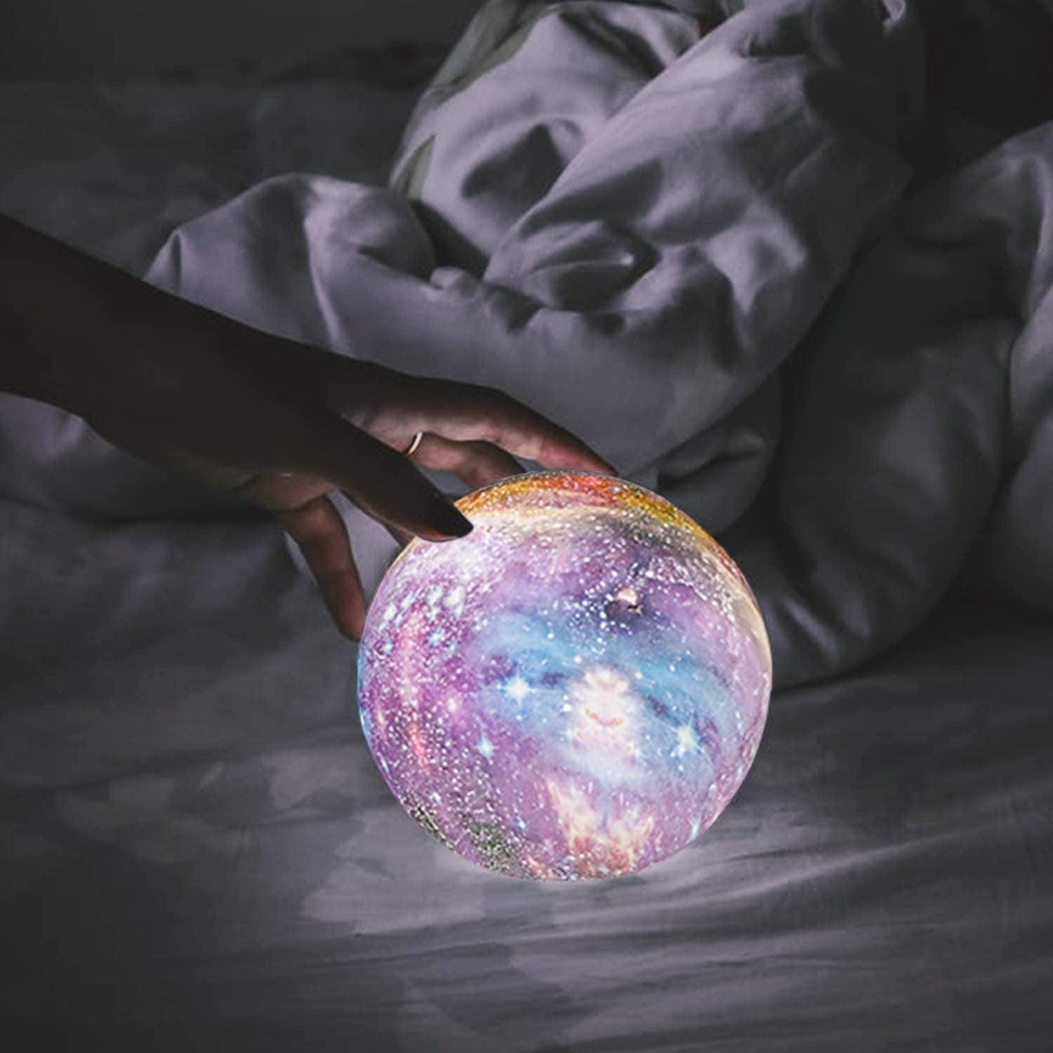 Realistic 3D Printed Moon Lamp, Night Light for Bedroom Decor, Blue