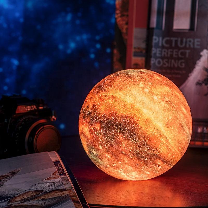 Realistic 3D Printed Moon Lamp, Night Light for Bedroom Decor, Blue