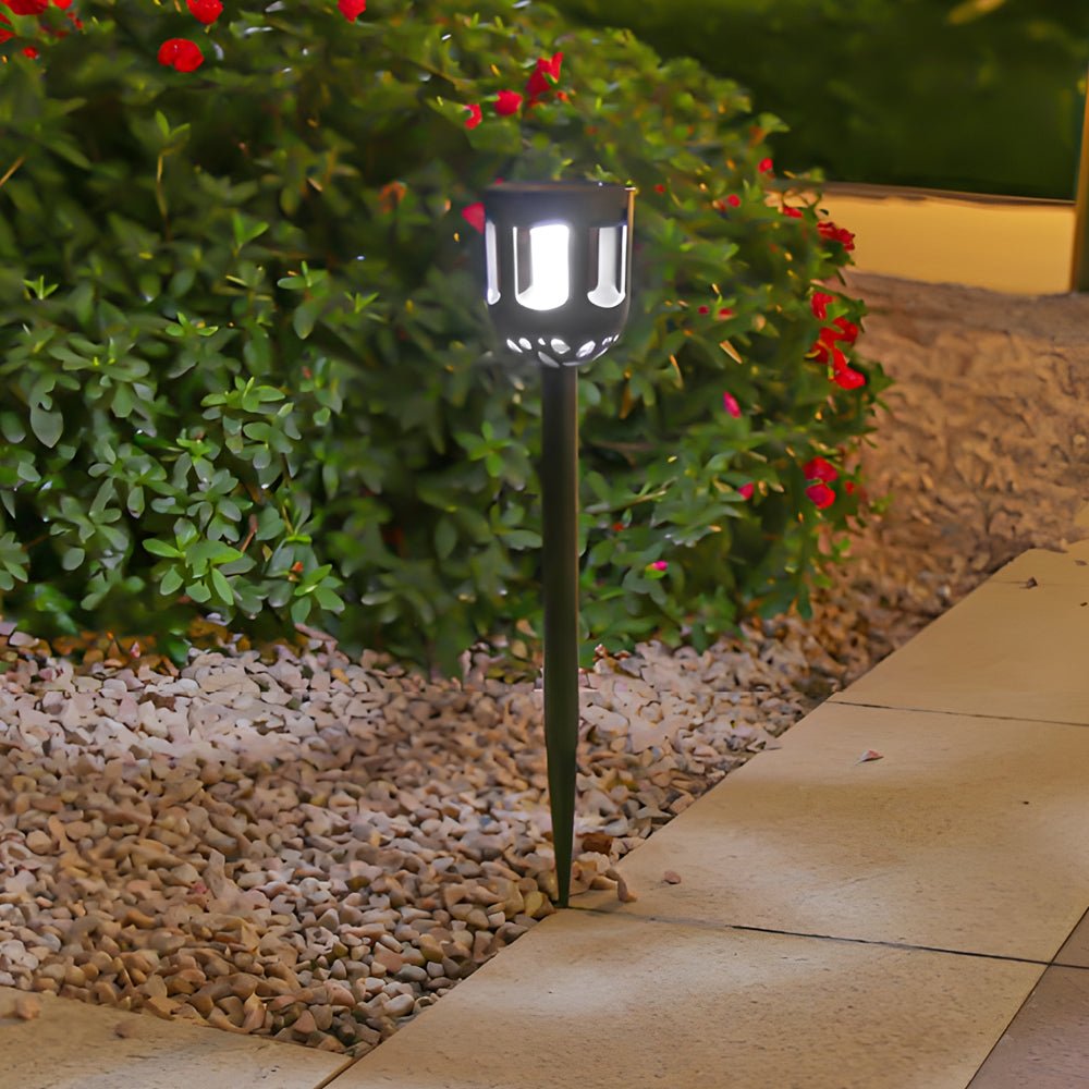 Contemporary Black Solar LED Pathway Lights for Outdoor Garden Walkway