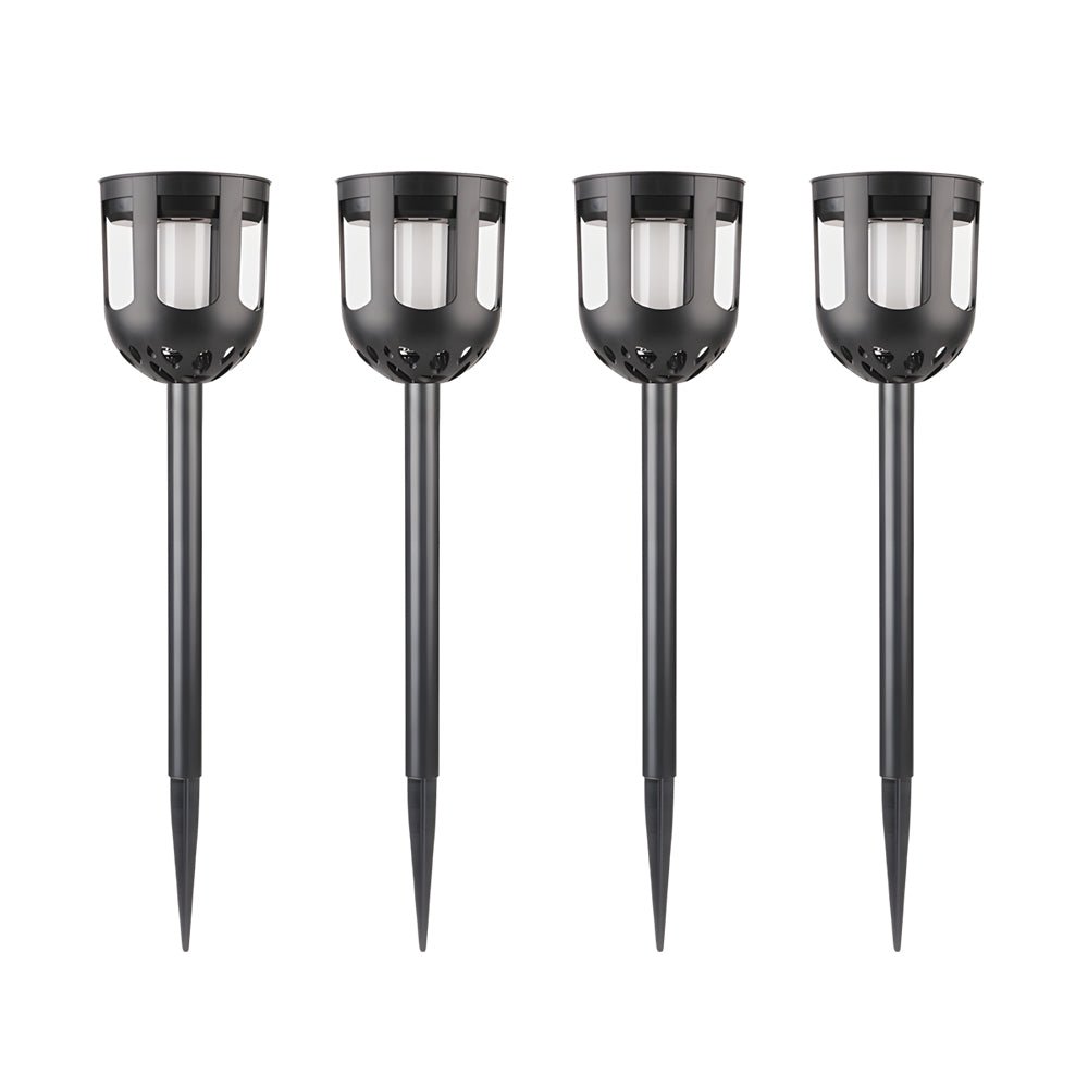 4-Pack Contemporary Black Solar LED Garden Pathway Lights for Outdoors