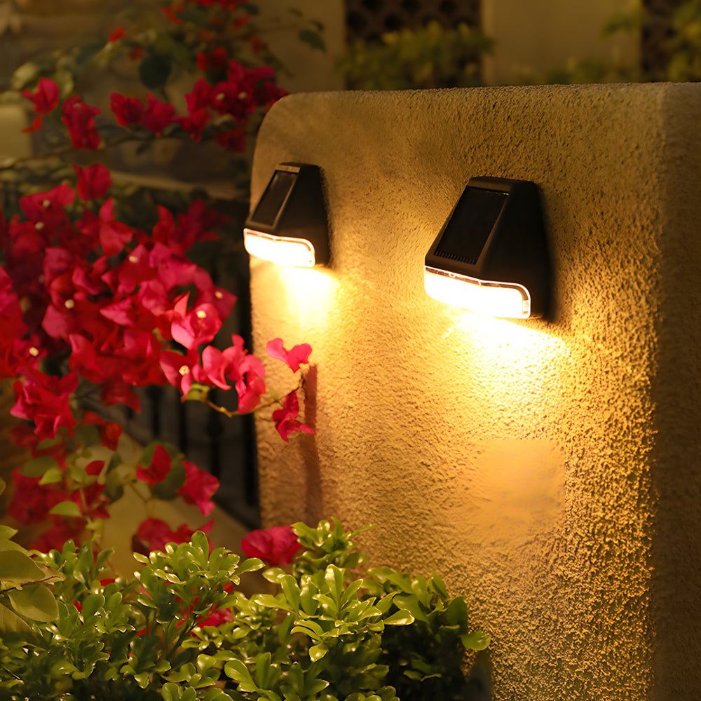 Warm White LED Solar Step Lights with Dusk-to-Dawn Sensor for Outdoor Stairs
