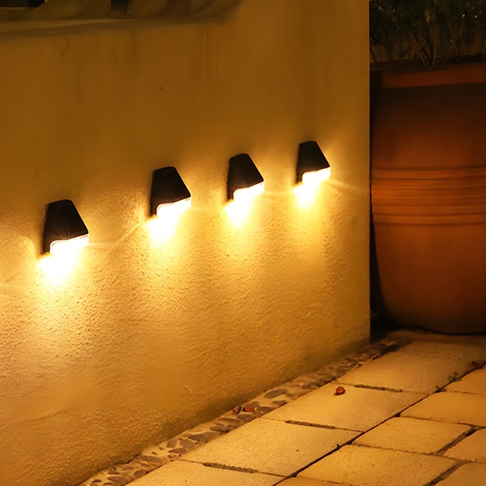 Warm White LED Solar Step Lights with Dusk-to-Dawn Sensor for Outdoor Stairs