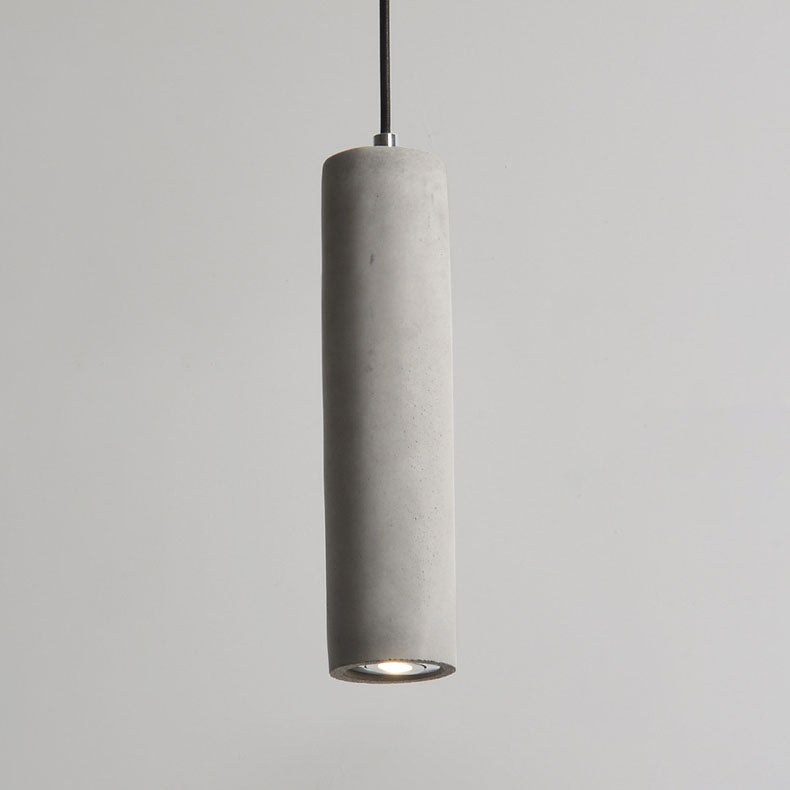 Rustic Gray Cement Cylindrical Pendant Light Fixture for Living Room