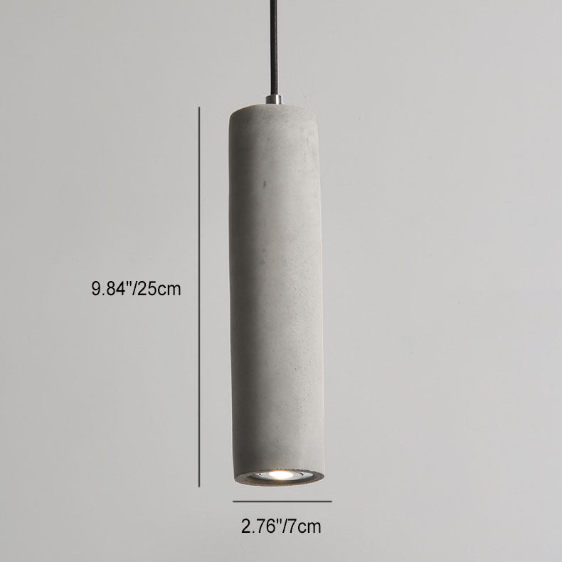 Rustic Gray Cement Cylindrical Pendant Light Fixture for Living Room