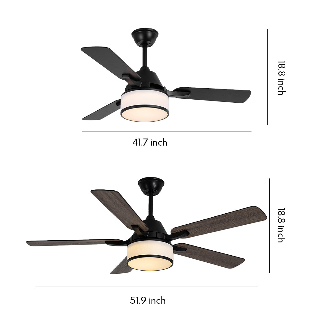 European Retro Fabric Shade Ceiling Fan Light for Living Room Décor