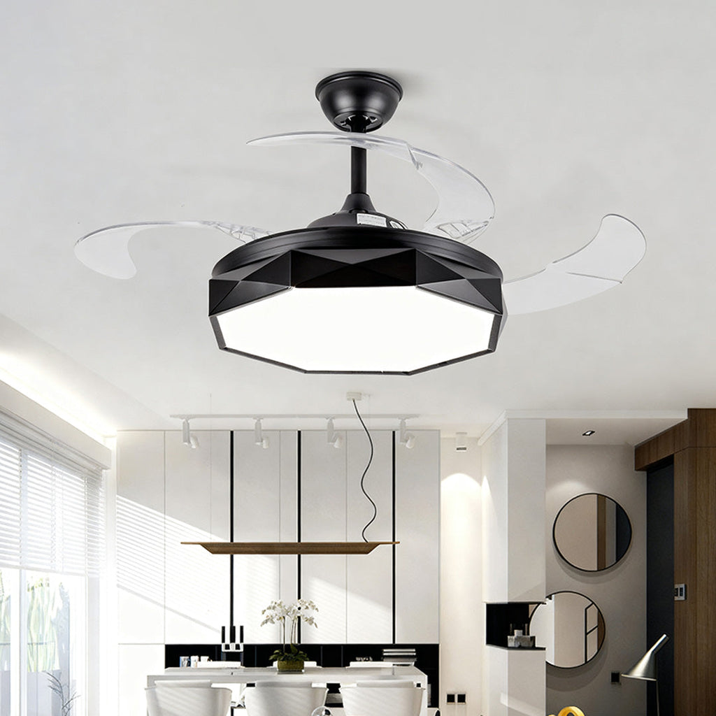 42-Inch White Ceiling Fan with Light, ABS Blades & Acrylic Shade for Living Room