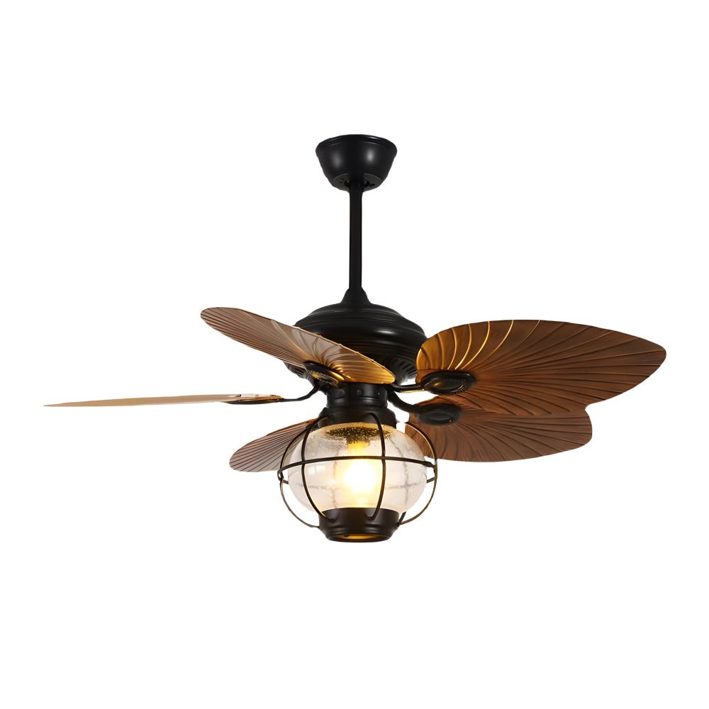 Tropical 42/52-Inch LED Ceiling Fan with 5 Brown Reversible Blades & Remote