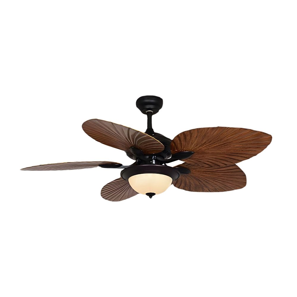 Tropical 42/52-Inch LED Ceiling Fan with 5 Brown Reversible Blades & Remote