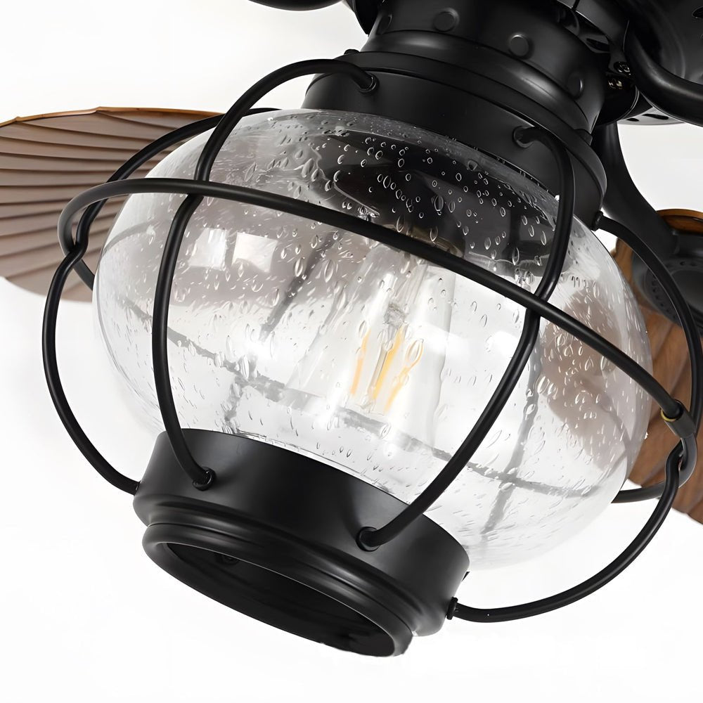 Tropical 42/52-Inch LED Ceiling Fan with 5 Brown Reversible Blades & Remote