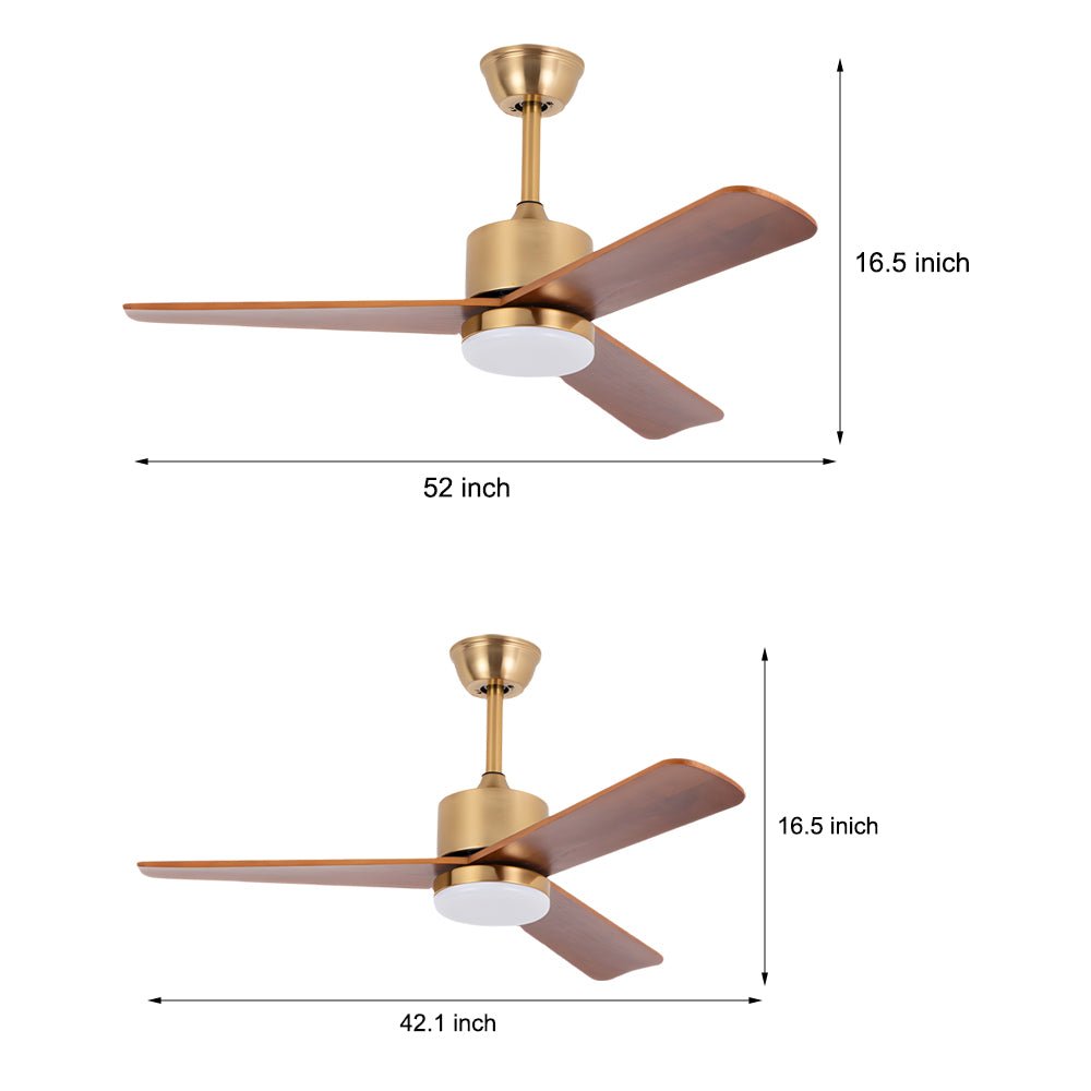 Modern Wood 3-Blade LED Ceiling Fan Light with Remote for Home Use